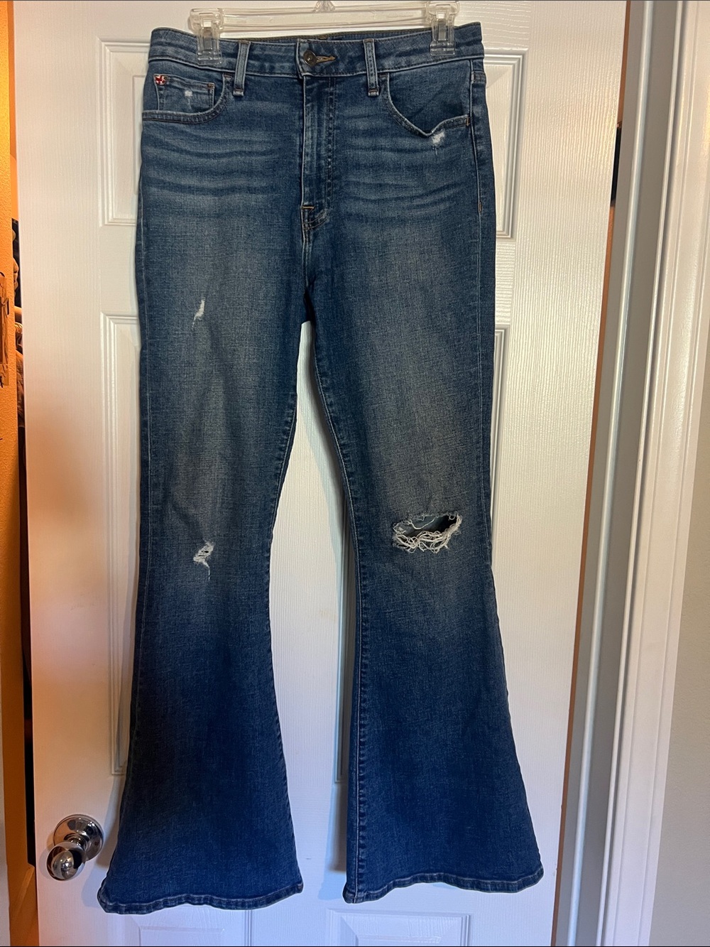 Hudson Jeans Dark Blue Distressed Flare Jeans